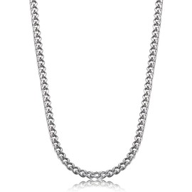 FIBO STEEL 3.5mm Stainless Steel Mens Womens Necklace Curb Link Chain, 26 inches