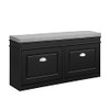 Haotian FSR64-SCH, Black 2-Drawer Shoe Bench, Shoe Rack, Shoe Cabinet, Hallway Storage Bench with Seat Cushion