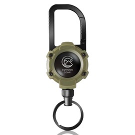 COMODO CONFI Supervised by Outdoor Professionals, Carabiner, Reel Keychain, Key Reel, Retractable Metal Wire, 5 Colors, 02. Coyote