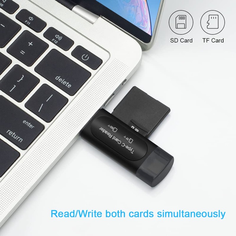 SD Card Reader, Seminer 4-in-1USB C/USB 2.0 Dual Slot OTG