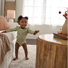 Gerber Baby Girl's 2-Pack Long Ruffle Sleeve Onesies, Dandelions