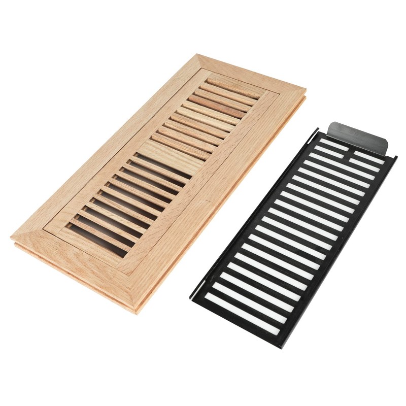 Hardwood White Oak Floor Register, Flush Mount with Frame, 4x12