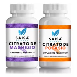 Saisa Herbal Citrato de magnesio y Citrato de Potasio 120 cápsulas cada uno sin sabor Saisa Herbal