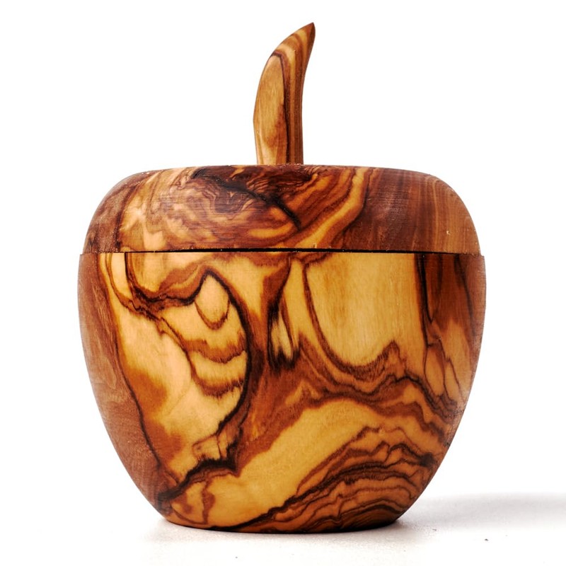 das Olivenholzbrett Box with Lid IN Apple Shape - 10cm