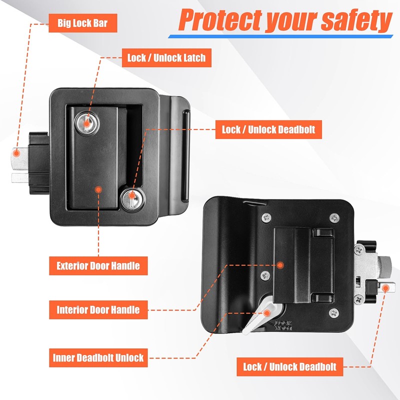 Siasky Black RV Door Lock Replacement, Upgraded RV Door Latch