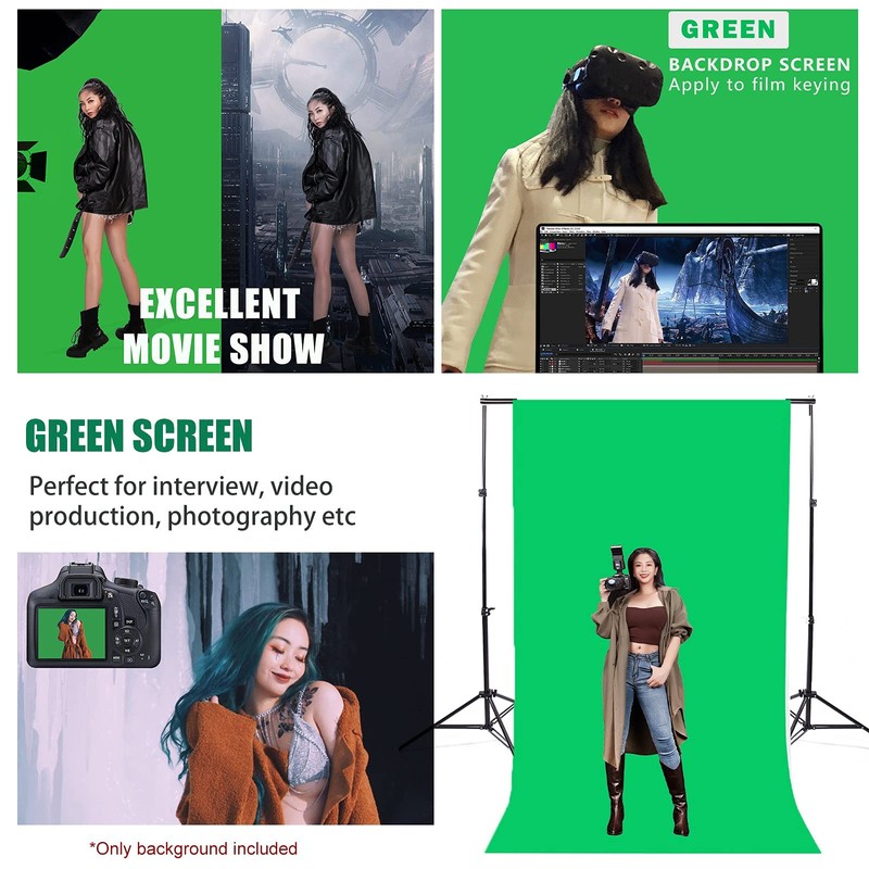 BOLLUMA Green Screen Backdrop Photography Background 100% Cotton Muslin Chromakey