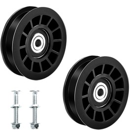 TonGass (2-Pack, Black) 532194327 Flat Idler Pulley Compatible with Ariens Craftsman Lawn Mower, Exact Replacement 3 1/2" Flat Idler Pulley Fit for Husqvarna Riding Lawn Mower, Part Number 532-194326