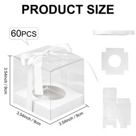 Axigundaone 60 Pcs Clear Cupcake Boxes Single 3.5 Inch, White