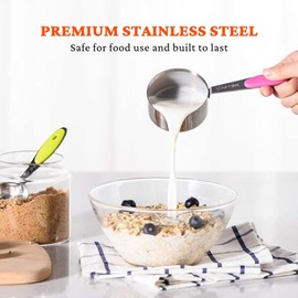 YUNNKEEY Measuring Cups & Spoons Set of 16 - Includes 5 Stainless Steel Nesting Measuring Cups, 6 Measuring Spoons, 5 Mini Spoons, Ideal for Dry and Liquid Ingredients