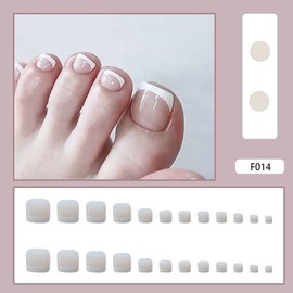Square Press on Toenails,Lucoffeoi 24Pcs Fake Toenails Short Acrylic False Toenails Cute Artificial Toe Nails Full Cover Glue on Toenail for Women and Girls