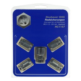 Lampa NC1157 Raddiebstahlsicherungsmuttern M12x1.5, Kegelsitz, Gesamtlänge 32,5mm, Schlüsselweite 19mm / 21mm
