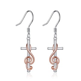 Musical Note Cross Earrings For Women Sterling Silver Conformation Jewellery Gifts For Women Girls