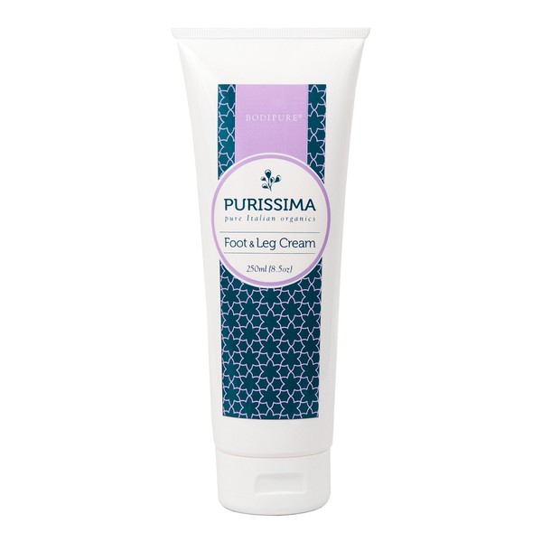 BODIPURE Purissima Organic Foot and Leg Cream - Rejuvenating Treatment for Dry, Cracked, and Callused Skin, Refreshing & Stimulating, Made in Italy - 8.5 Ounce