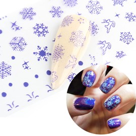 10 Sheets Snowflakes Nail Art Foils Stickers, Holographic Christmas Nail Decals, Winter Snowflake Nail Foil Transfer Sticker, Acrylic Nails Supplies for Women Girls Manicure Tips Nail Decorations