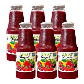 IOS Love Organic Juice - USDA Organic Certified - Cold Pressed, No Added Sugar, No Water, No Artificial Colors, No Preservatives, No Flavors Added, No Gluten - 33.8 Fl Oz (Red, Pack of 6)