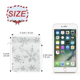 HRX Package 100pcs Organza Bags Small, 8x10cm Snowflake Little Gift Bags with Drawstring for Christmas, Birthday, Party, Wedding, Anniversary Jewellery Sweet Pouches