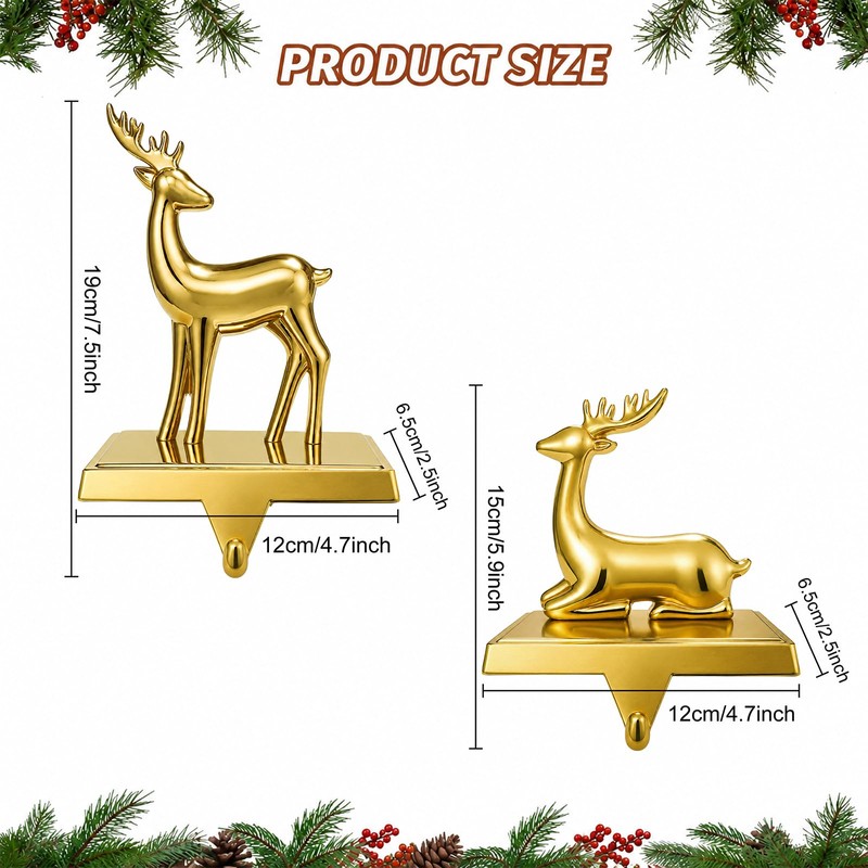 2PCS Christmas Stocking Holders for Mantle, Stocking Hangers for Mantel