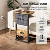 HLDIRECT C Shaped End Table with Charging Station, Couch Side