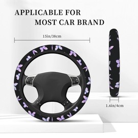 Purple Butterfly Car Steering Wheel Cover Non-Slip