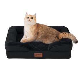 ZOMISIA Orthopedic Dog Bed for Small Dog, Washable Dog Beds with Bolsters, Memory Foam Dog Sofa with Removable Waterproof Cover & Nonskid Bottom, Black