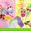 32 Pack Valentines Day Gift Cards with Colorful Crazy Straws
