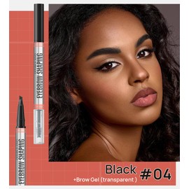 2-in-1 Microblading Liquid Eyebrow Pen & Eyebrow Setting Gel, 4 Tip Microblade Eyebrow Pen, Long-Lasting Waterproof Smudge-Proof Eyebrow Pen (# 04)