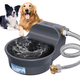 Automatic Dog Water Bowl Dispenser Patented 70OZ Water Dispenser for Dogs 2L Water Bowl Fit 3/4in GHT Male Faucet Outdoor Automatic Water Bowl Include Automatic Water Fill Valve Adapter 5ft Water Hose