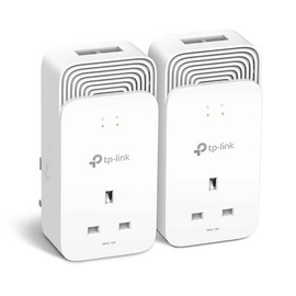 TP-Link G.hn2400 Powerline Kit with 2+2 Gigabit Ports and Integrated Socket, Ideal for Enjoy Multi-TV Service at Home, Compatible with All Boxes, ‎Not Compatible with Homeplugs, PG2400P