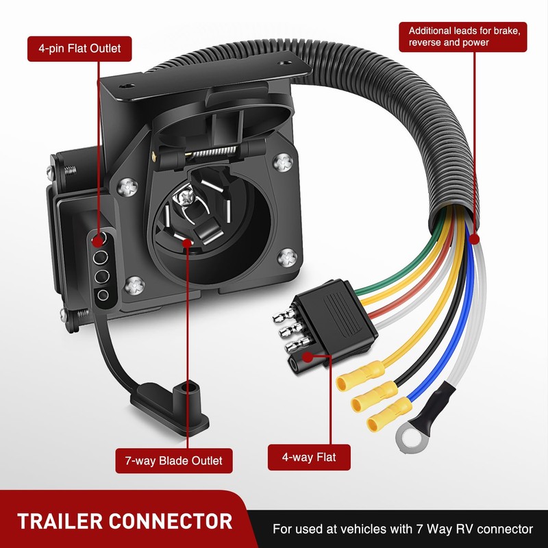 Nilight Dual Output 4 Way Flat Vehicle Side to 7