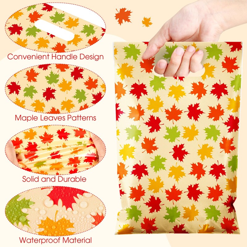 TaoBary 100 Pcs Plastic Fall Gift Bags Bulk 11.8" x