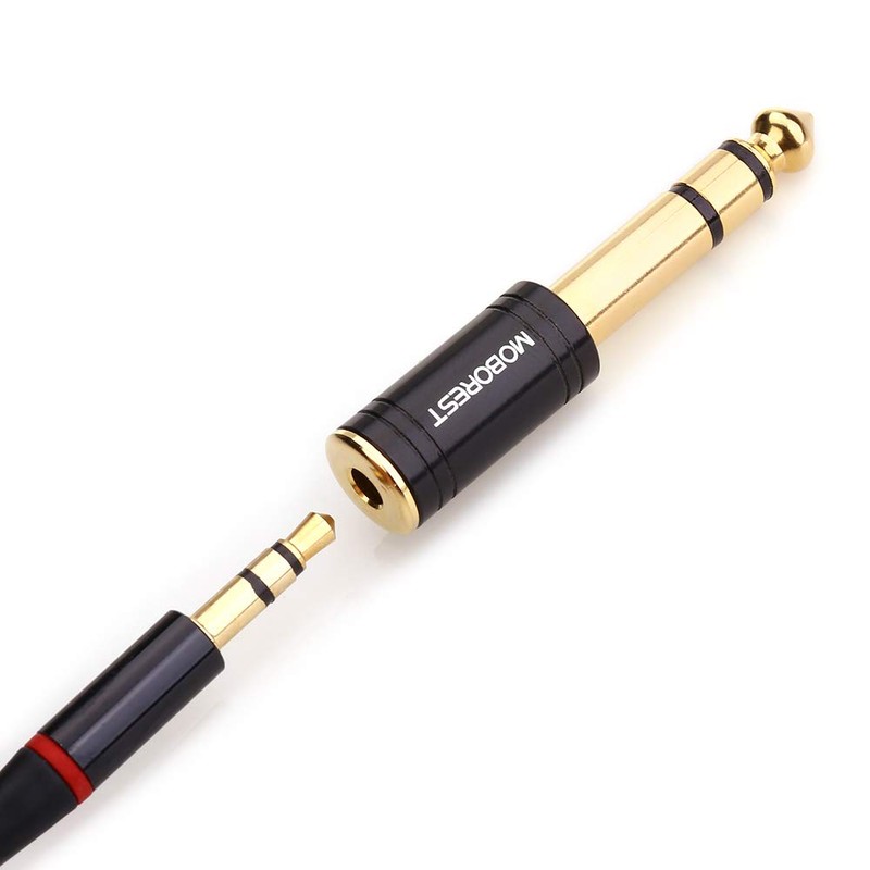 MOBOREST 1/4" (6.35mm) Plug/1/8" (3.5mm) Jack Stereo Adapter (6.35 Male