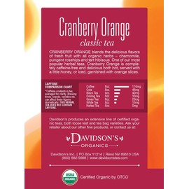 Davidson's Organics, Cranberry Orange, 8-count Tea Bags, Pack of 12