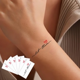 6 Sheets Let Them Heart Temporary Tattoos – Waterproof, Long-Lasting Fake Tattoos for Kids, Adults, Parties, Festivals & Everyday Fun – Easy to Apply & Remove!