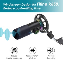 Foam Pop Filter - Microphone Cover Windscreen Compatible with Fifine K658 for Recording and Streaming by YOUSHARES