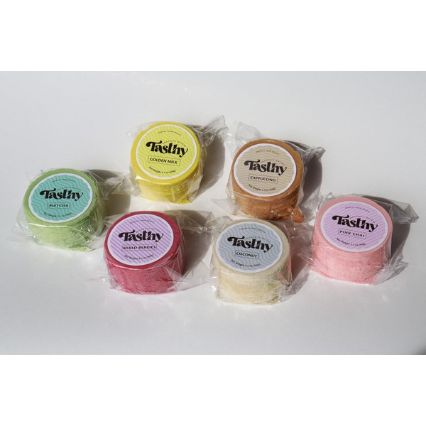 TASTHY Amaranth Wafers/Obleas 6Pack Flavor Variety: MATCHA, PINK CHAI, CAPPUCCINO,