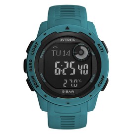 AVTREK Men's Military Watch, Tactical Army Watch with Compass, 50 m Waterproof Digital Watch, Pedometer Watch, Altimeter Watch for Hiking/Climbing, blue, Strap.