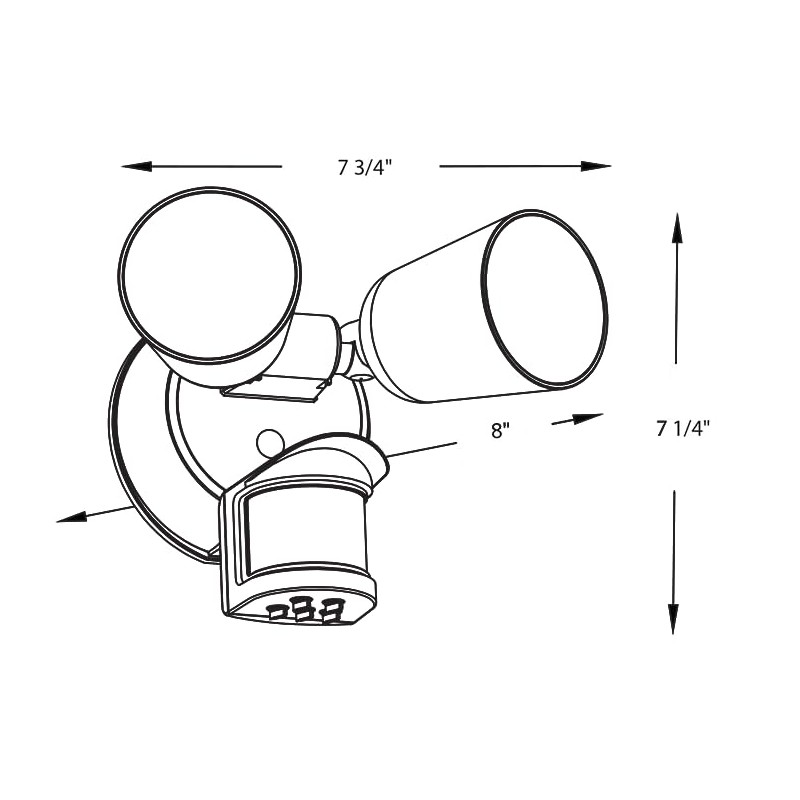 RAB LU160W Luminator Field-Adjustable Motion Sensing Floodlight, 3000K-5000K, Integrated Photocell
