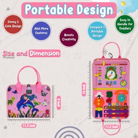 Dessa Lifestyle Busy Board for 3-6 Year Old Boy & Girl, Montessori Toys, Sensory Educational Travel Toys, Toddler Activities for Learning Fine Motor Skills (Pink)