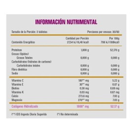 Justcollagen Colageno Hidrolizado 1800 180 Tabletas C E K Sabor Justcollagen