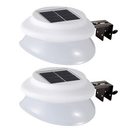 Solar Gutter Lights, Super Bright 9 LED Waterproof Wireless Security Lights Fence Lamp for Outdoor Garden Wall Yard Deck (White 2 Pack)