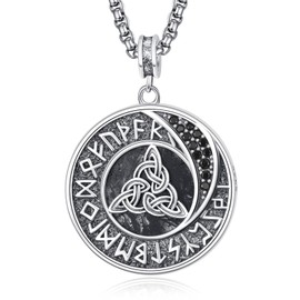 HXWZB Viking Necklace for Men Sterling Silver Nordic Runes Triskelion/Vegvisir/Valknut/Compass Celtic Pendant Viking Jewellery for Men Women, Sterling Silver, No Gemstone