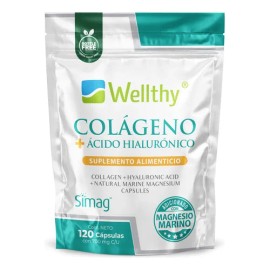 Wellthy Colágeno Con Ácido Hialurónico 120cps Sabor Sin sabor