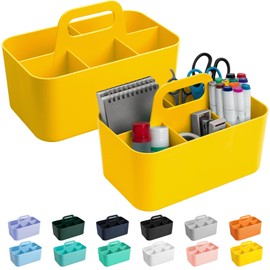 Tiawudi 2 Pack Caddy Organizer with Handle, Portable Plastic Caddy, Storage Organization for Cleaning, Bath, Makeup, Art, Craft, Stationery, Classroom and Office, Tote Organizer