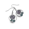 Rennie Mackintosh Inspired Rose and Leaf 20mm Hook Earrings (Purple)