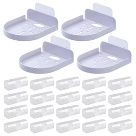 ROBOHOOK 4 Pcs Camera Wall Mount, Self Adhesive No Holes Required Baby Monitor Wall Mount with 20 Pcs Cable Organizer, Suitable for Security Camera, Baby Monitor, Mini Speaker (White)