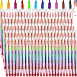 Teling Stackable Colored Crayons Pencils for Kids Preschool 11 Interchangeable Colors Mini Rainbow Stacking Crayon Pen Colorful Stacker Crayon Painting Toy Home School Office Supplies(140 Pieces)