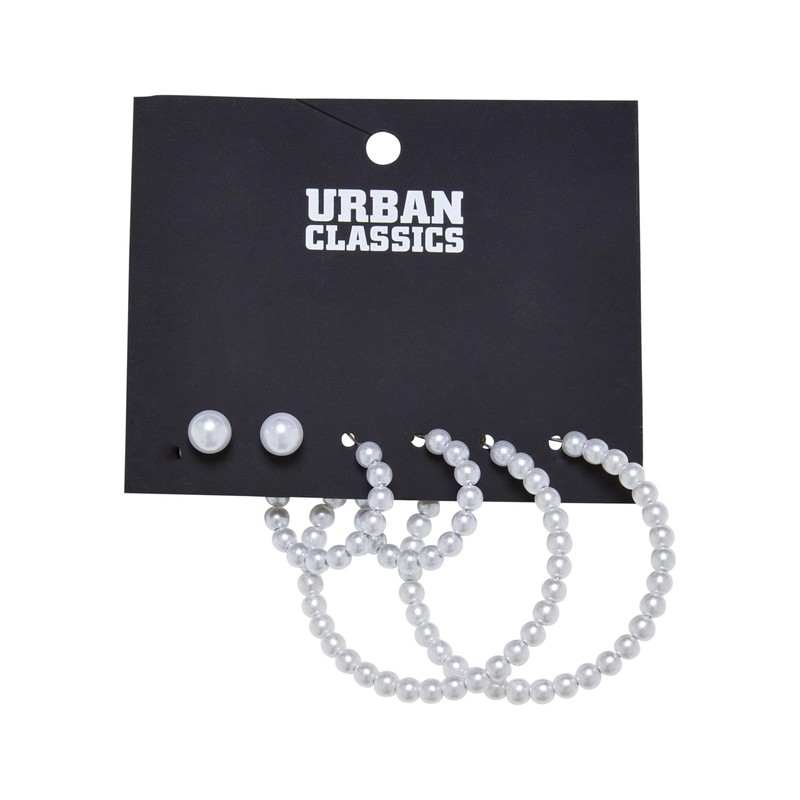 Urban Classics Unisex Pearl Hoop Earrings, Pack of 3, gold