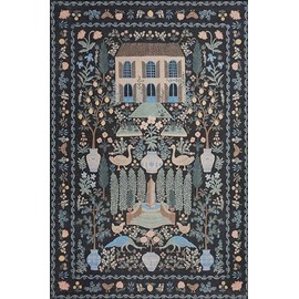 Loloi Rifle Paper Co Menagerie Black 2'-6" x 7'-6" Runner Rug