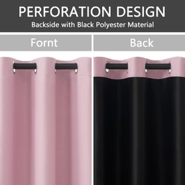 MRTREES Opaque Curtain with Eyelets Curtains for Children's Room, Girls, 100% Blackout Curtain, Thermal Insulating Curtains, Living Room, Modern, Short, Set of 2, 160 cm Long, 140 cm Wide, Pink