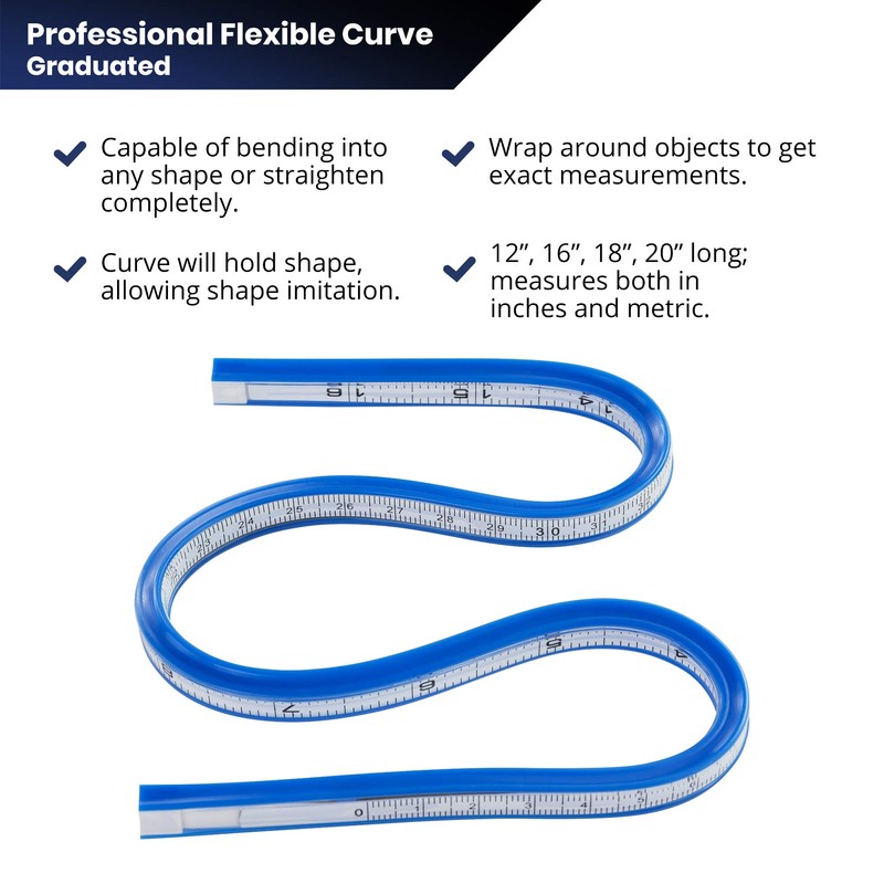 Pacific Arc Flexible Curve Graduated 18 Inch Ruler with Inking